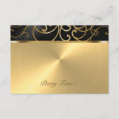 Wirbel der Quinceanera Black and Gold Filigree Einladung (Vorderseite)