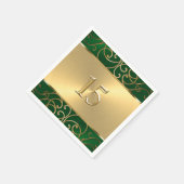 Wirbel der Quinceanera Emerald Green und Gold Fili Serviette (Ecke)