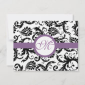 Wirbel der Traubenentleerung Black Damask RSVP Karte (Rückseite)