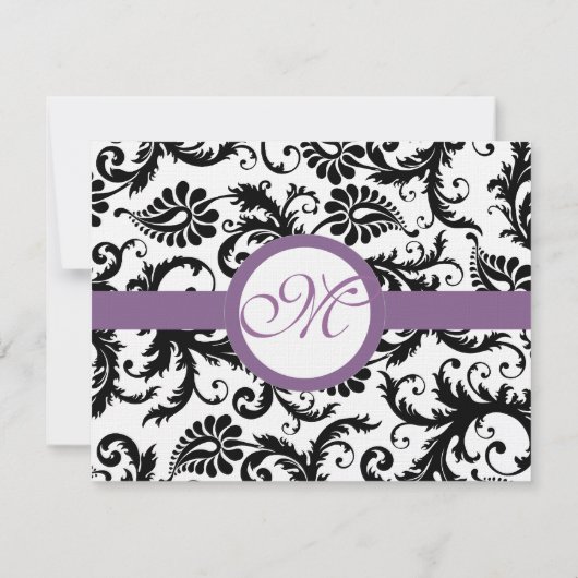 Wirbel der Traubenentleerung Black Damask RSVP Karte (Rückseite)