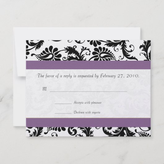 Wirbel der Traubenentleerung Black Damask RSVP Karte (Vorderseite)