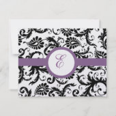Wirbel der Traubenentleerung Black Damask RSVP Karte (Rückseite)