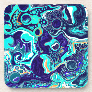 Wirbel des Aquamarinen Ozeans Fluid Art Getränkeuntersetzer