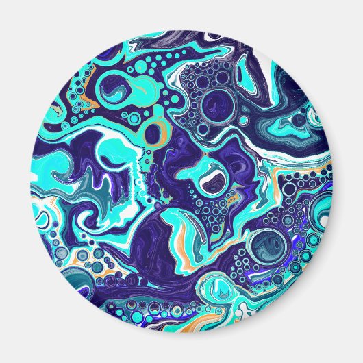 Wirbel des Aquamarinen Ozeans Fluid Art Magnet (Vorne)