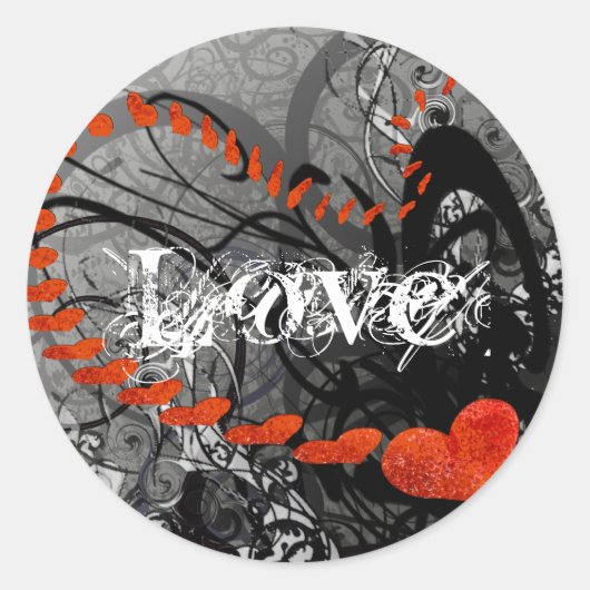 Wirbel des Schwarzen Herzens Runder Aufkleber (Vorderseite)