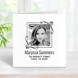 Wirbel Ecke Quadrat Rahmen benutzerdefinierte Foto Gummistempel