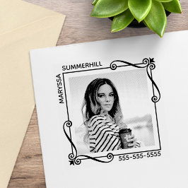 Wirbel Ecke Quadrat Rahmen Benutzerdefinierter Fot Gummistempel