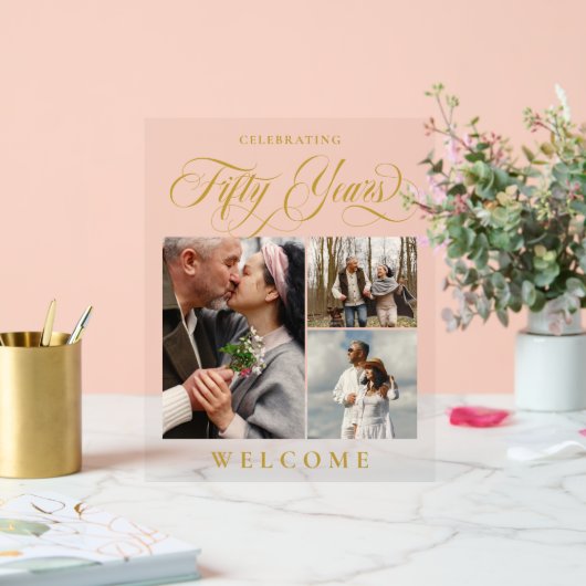 Wirbel & Fotos 50. Hochzeitstag Begrüßung Acrylschild (Hochzeit)