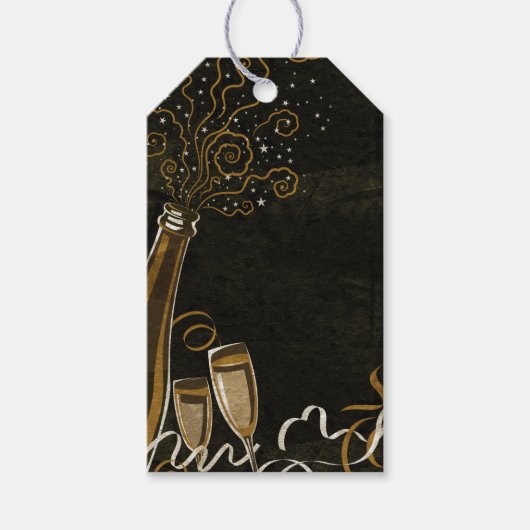Wirbel für Black and Gold Champagne Geschenkanhänger (Vorderseite)