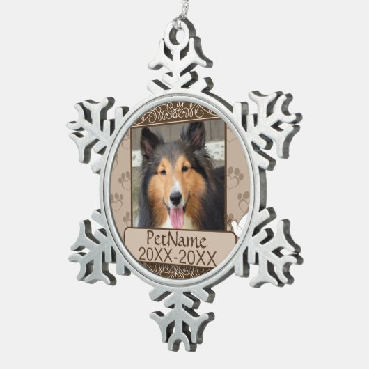 Wirbel für Haustiere, Beileid Schneeflocken Zinn-Ornament (Rechts)