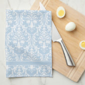 Wirbel für hellblaue Flora Damask 4 Monogramm Geschirrtuch (Viertel Falte)