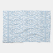 Wirbel für hellblaue Flora Damask 4 Monogramm Geschirrtuch (Horizontal)