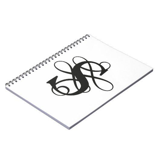 Wirbel Geblüht Anfangsmonogramm Notizblock (Linke Seite)