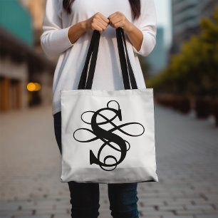 Wirbel Geblüht Anfangsmonogramm Tasche