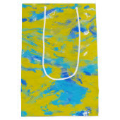 Wirbel Gelb, Blau und Weiß Mittlere Geschenktüte (Rückseite)