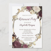 Wirbel Gold Frame, Burgund Blume Rente Einladung (Vorderseite)