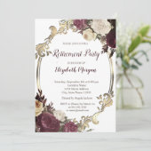 Wirbel Gold Frame, Burgund Blume Rente Einladung (Stehend Vorderseite)