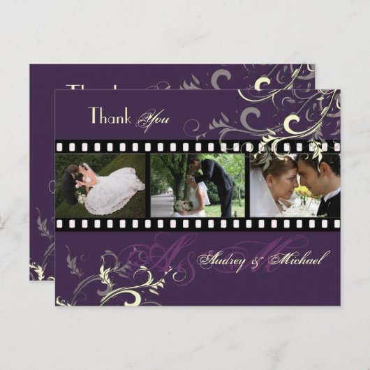 Wirbel Hochzeit Danke Postkarten (Vorne/Hinten)