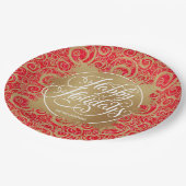 Wirbel Imitate Fossil Weihnachten Weihnachten Rote Pappteller (Schrägansicht)