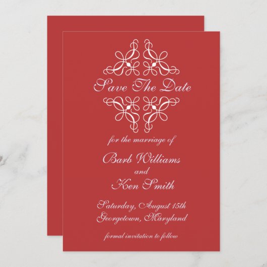 Wirbel in Candy Red Save the Date (Vorne/Hinten)