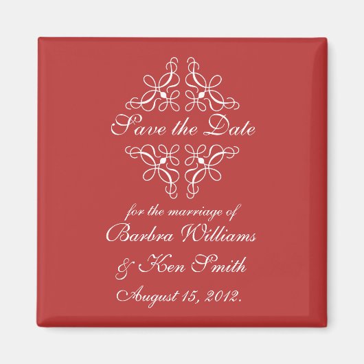 Wirbel in Candy Rot Save The Date Magnet (Vorne)