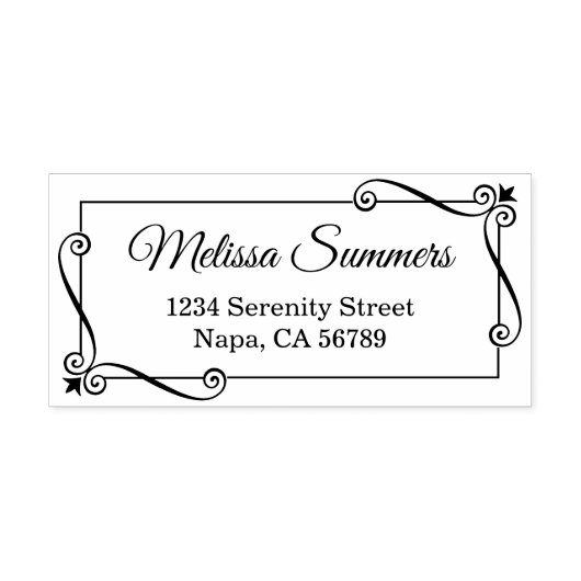 Wirbel in der Ecke Rücksendeadresse Gummistempel (Prägung)