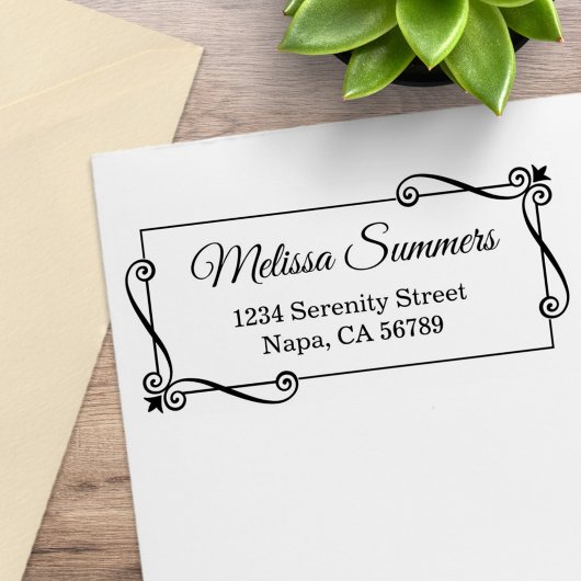 Wirbel in der Ecke Rücksendeadresse Gummistempel