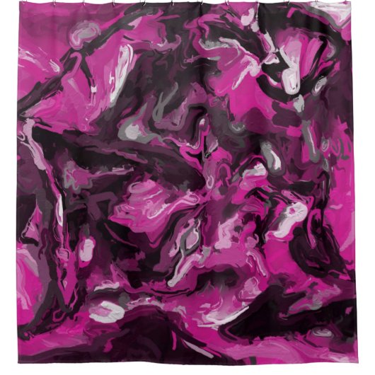 Wirbel in Rosa, Schwarz, Weiß und Grau Duschvorhang (Vorderseite)