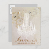Wirbel Kronleuchter Jahrgangshochzeit Save the Dat Ankündigungspostkarte (Vorne/Hinten)