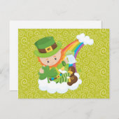 Wirbel Leprechaun und Regenbogen Postkarte (Vorne/Hinten)