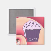 Wirbel Lila Cupcake Magnet (Vorderseite/Rückseite)
