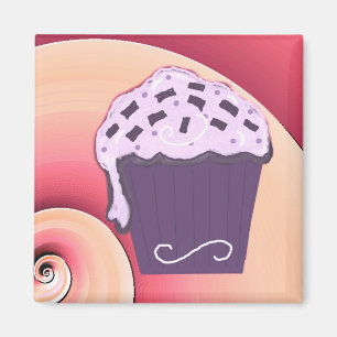 Wirbel Lila Cupcake Magnet