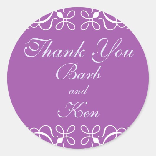Wirbel Lila Dankeschön an den Aufkleber (Vorderseite)