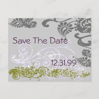 Wirbel Lila und grün Save the Date Ankündigungspostkarte
