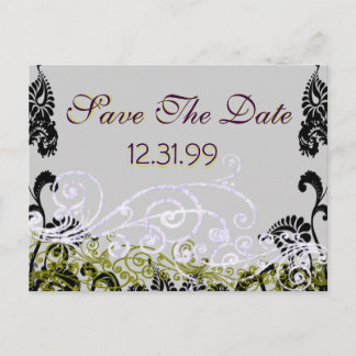 Wirbel Lila und grün Save the Date Ankündigungspostkarte
