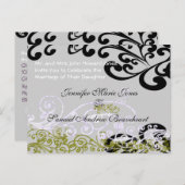 Wirbel Lila und grün Save the Date Ankündigungspostkarte (Vorne/Hinten)