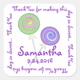 Wirbel Lollipops Candy Vielen Dank Quadratischer Aufkleber