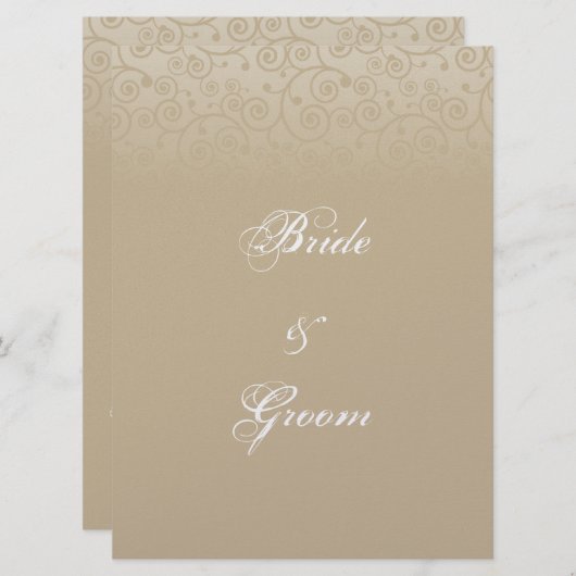 Wirbel mit Gold und Champagner Einladung (Vorne/Hinten)