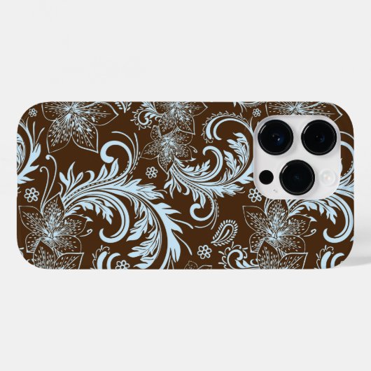 Wirbel mit hellblauer Blüte in Braun Case-Mate iPhone Hülle (Rückseite (Horizontal))