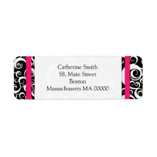 Wirbel mit Hot-Pink- und Black-Damask-Namen