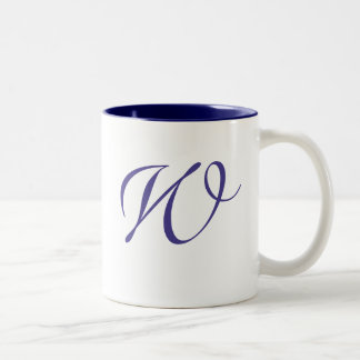 Wirbel Mit Monogramm Tasse für Dunkelblau