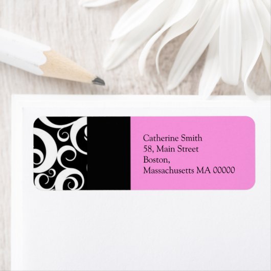 Wirbel mit rosa und schwarzen Damasken adressieren (Insitu)