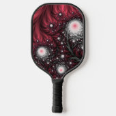 Wirbel mit rotem Fraktal Abstrakt Pickleball Schläger (Rückseite)