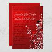 Wirbel mit schwarzem und rotem Herzen Hochzeitsrei Einladung (Vorne/Hinten)