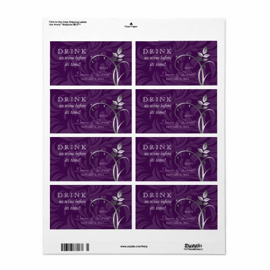 Wirbel mit Weinetikett Lila Silber (Vorne)