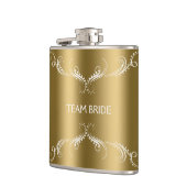 Wirbel mit weißer Blume über Gold Flachmann (Links)