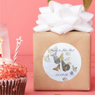 Wirbel Navy & Yellow Runder Aufkleber