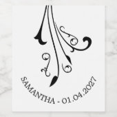 Wirbel-Ornament-Horror Schwarz Gothic Weinetikett (Einzelnes Label)