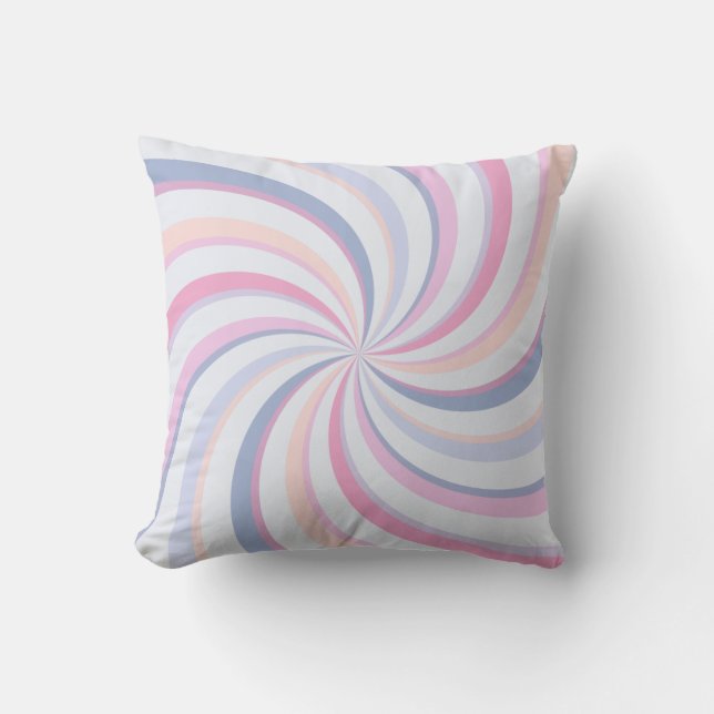 Wirbel Pink Blue Peach Kissen (Vorderseite)