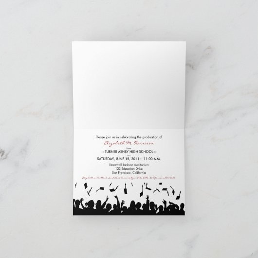 Wirbel-Q-Abschluss-Announcement-Karte (Mond) Einladung (Innenseite)